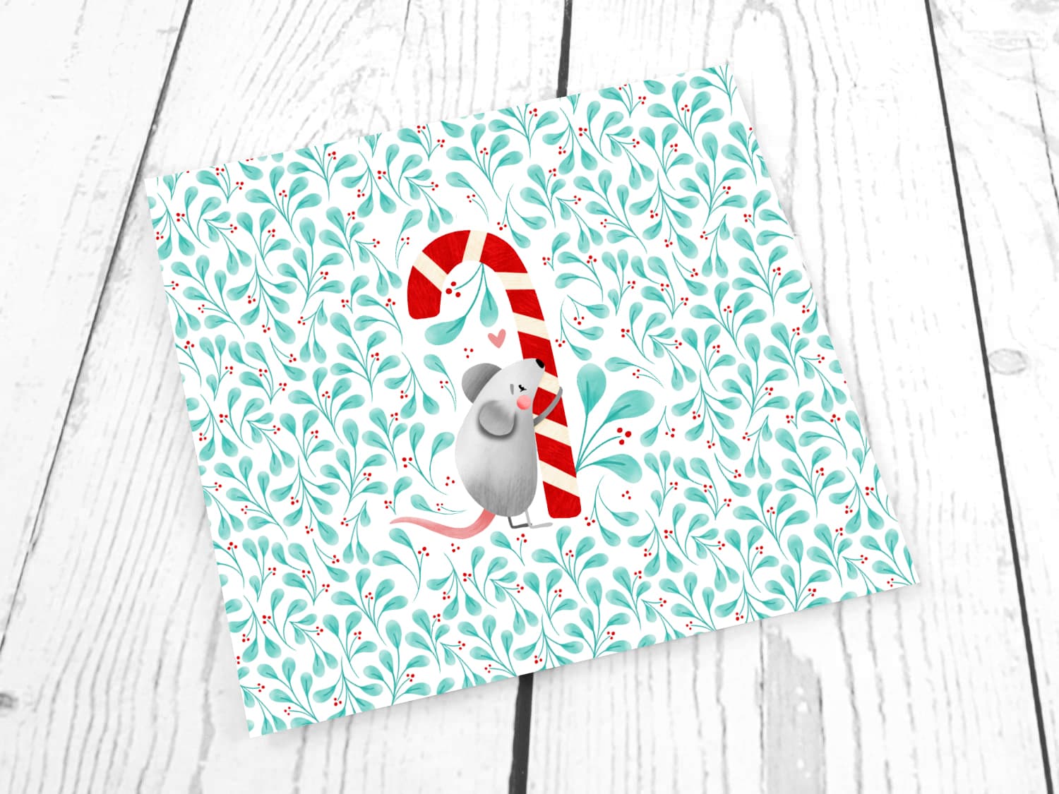 stoff-baumwolle-french-terry-sommersweat-kathi-kunterbunt-winter-blaetter-maus-mit-zuckerstange-herz-mint-rot-grau-PANEL