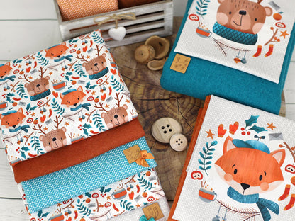 stoff-baumwolle-french-terry-sommersweat-kathi-kunterbunt-winter-freunde-tasse-zweig-ilex-apfel-orange-socken-handschuhe-fuchs-baer-serie-2