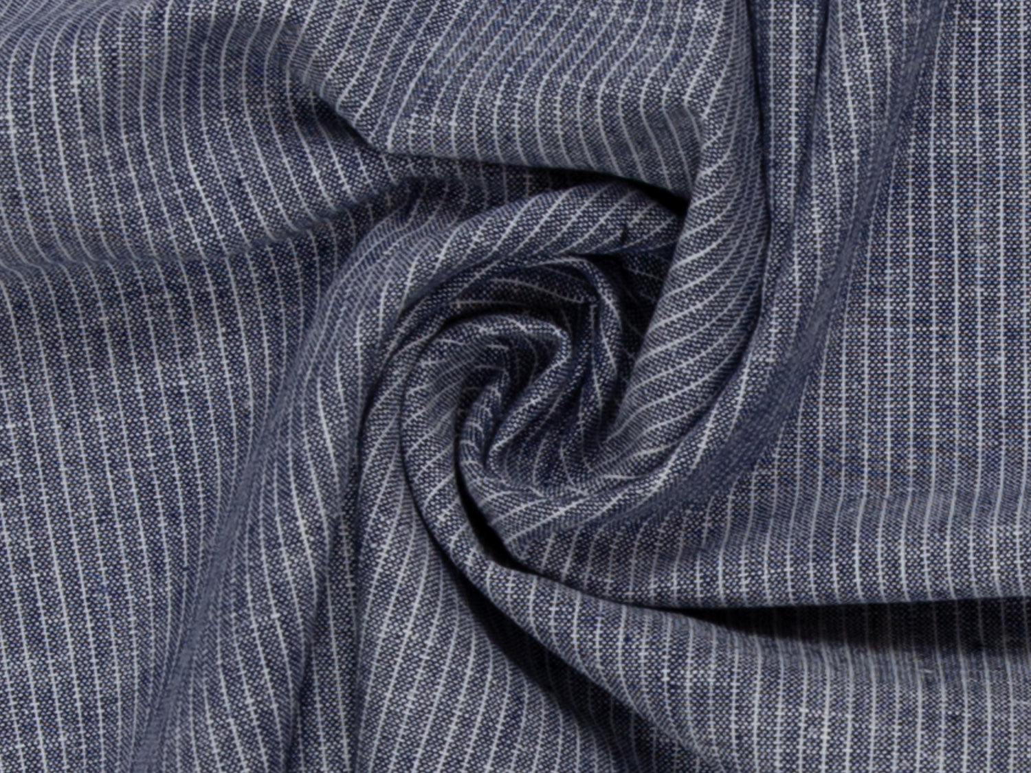 Leinen-Baumwolle Mischgewebe PAUL - STREIFEN, dunkelblau meliert, texil in blauen Streifen mit angenehmer Haptik.