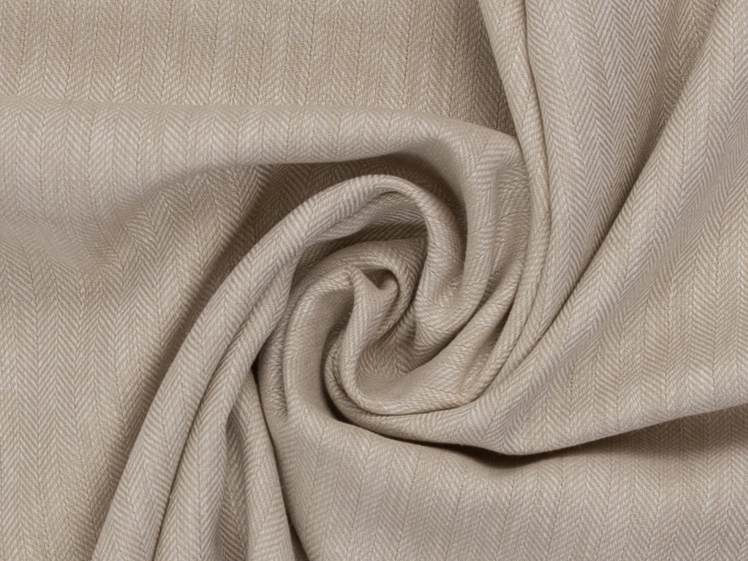 Leinen-Baumwolle Mischgewebe PAUL - FISCHGRAT, hellbeige meliert, hochwertige Textur mit Fischgrat-Muster.