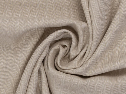 Leinen-Baumwolle Mischgewebe PAUL - FISCHGRAT, hellbeige meliert, hochwertige Textur mit Fischgrat-Muster.