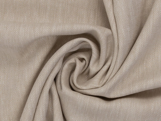 Leinen-Baumwolle Mischgewebe PAUL - FISCHGRAT, hellbeige meliert, hochwertige Textur mit Fischgrat-Muster.