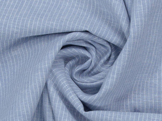 Leinen-Baumwolle Mischgewebe PAUL - STREIFEN, hellblau meliert