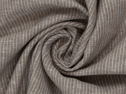 Leinen-Baumwolle Mischgewebe PAUL - STREIFEN, hellbraun meliert im Stoffdesign, ideal für den Sommer.