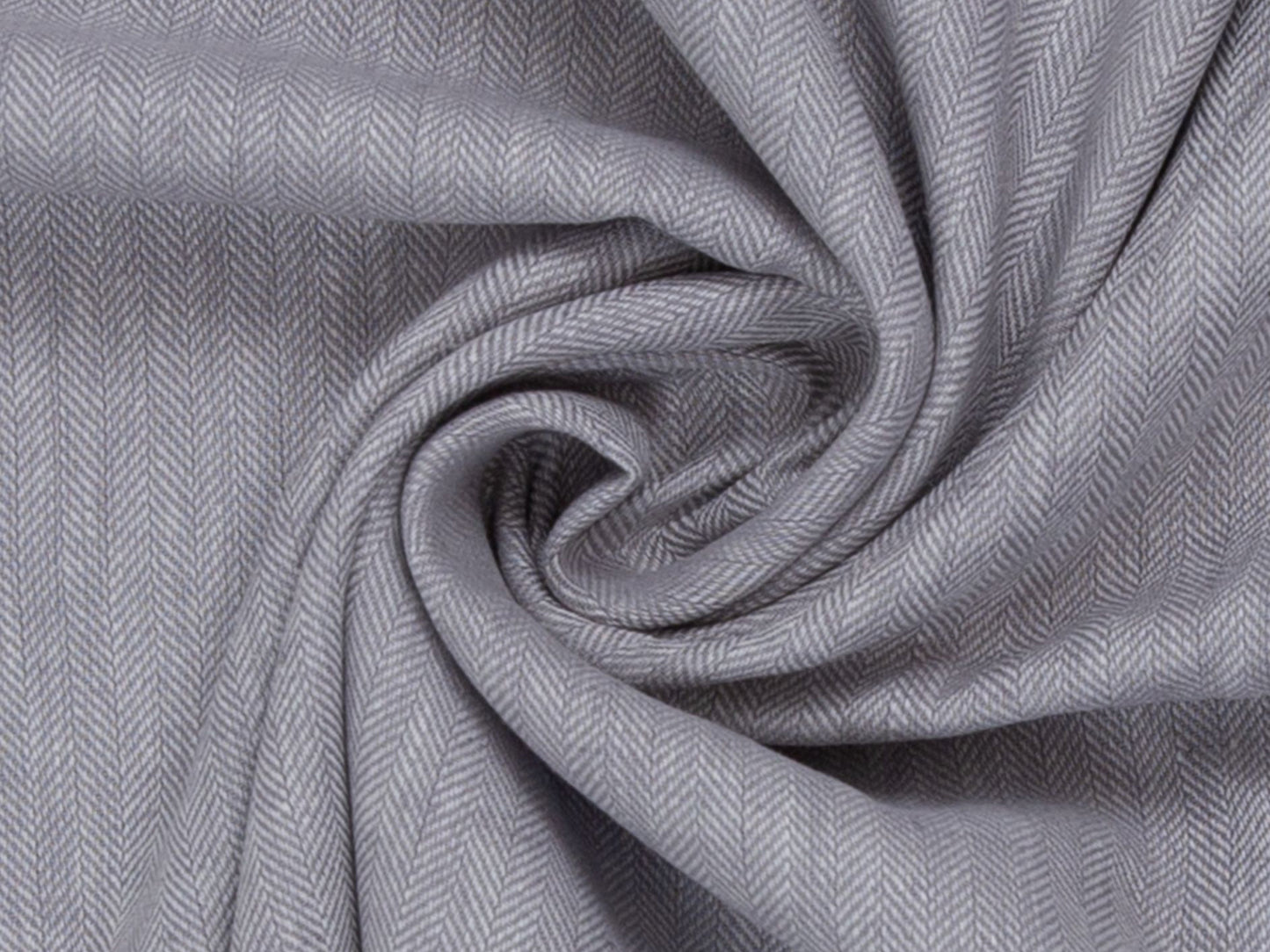 Leinen-Baumwolle Mischgewebe PAUL - FISCHGRAT, hellgrau meliert in einem Stoffdesign mit diagonalen Herringbone-Muster.