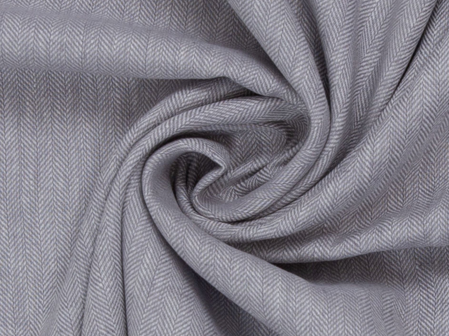 Leinen-Baumwolle Mischgewebe PAUL - FISCHGRAT, hellgrau meliert in einem Stoffdesign mit diagonalen Herringbone-Muster.