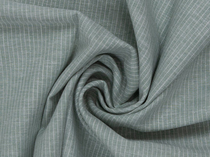 Leinen-Baumwolle Mischgewebe PAUL - STREIFEN, mint meliert in feiner gestreifter Struktur, ideal für warme Kleidungsstücke.