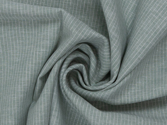 Leinen-Baumwolle Mischgewebe PAUL - STREIFEN, mint meliert in feiner gestreifter Struktur, ideal für warme Kleidungsstücke.