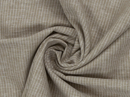 Leinen-Baumwolle Mischgewebe PAUL - STREIFEN, schlamm meliert, hochwertiges, gestreiftes Textil in warmen Tönen.