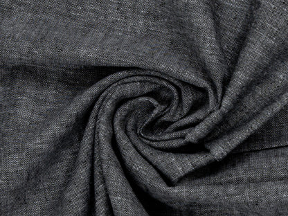 Leinen-Baumwolle Mischgewebe PAUL - schwarz meliert, hochwertige Textur, ideal für Sommerbekleidung.
