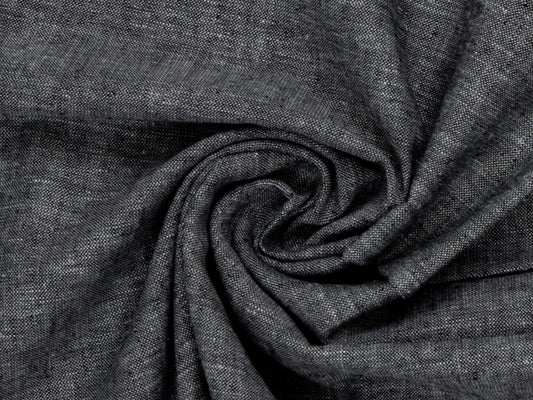 Leinen-Baumwolle Mischgewebe PAUL - schwarz meliert, hochwertige Textur, ideal für Sommerbekleidung.
