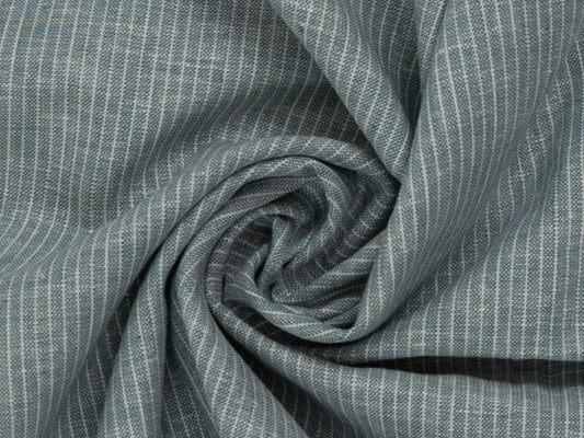 Leinen-Baumwolle Mischgewebe PAUL - STREIFEN, smaragd meliert, gewebtes Muster in sanften Emerald-Tönen.