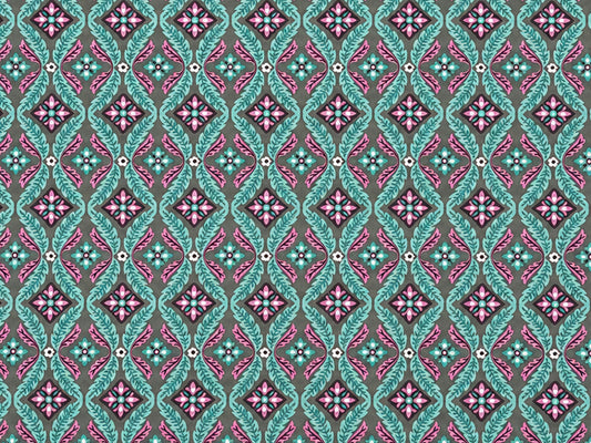 Patchworkstoff - Baumwolle Stoff - Lottie, hübsches Muster in Blau und Pink, ideal für Nähprojekte, patchwork baumwolle stoff kaufen