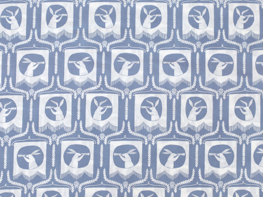 Patchworkstoff - Baumwolle Stoff - Blue Bunnies design in blue with white bunny motifs, ideal for crafting and sewing projects.
