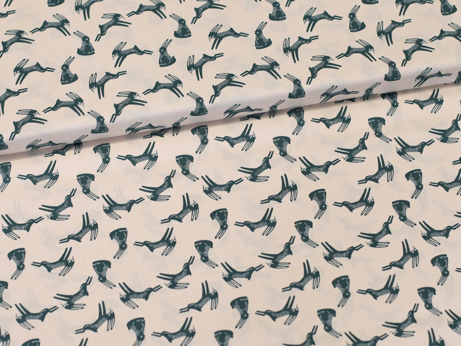 Patchworkstoff - Baumwolle Stoff - Bunnies, light apricot with playful bunny pattern on soft fabric.