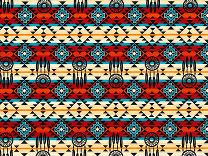 Patchworkstoff - Baumwolle Stoff - Four Seasons - bunte geometrische Muster auf patchwork cotton fabric.