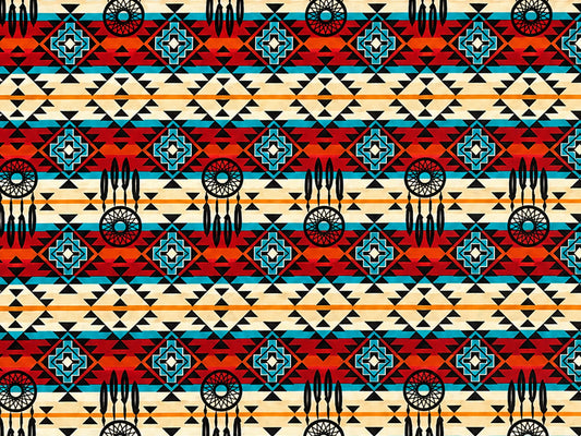 Patchworkstoff - Baumwolle Stoff - Four Seasons - bunte geometrische Muster auf patchwork cotton fabric.