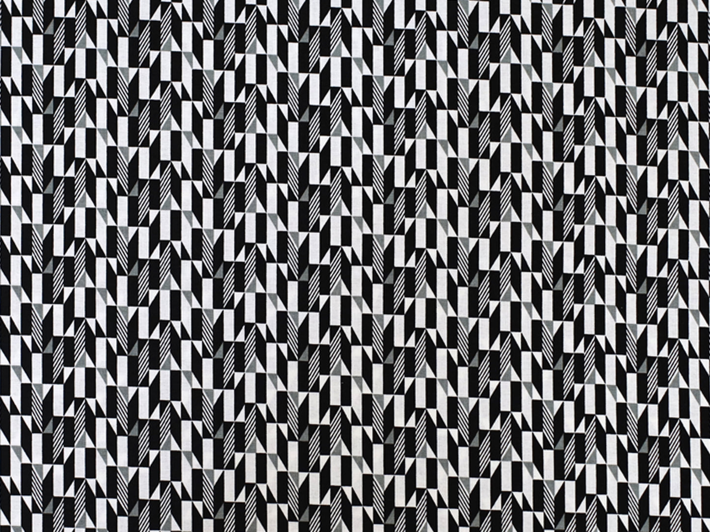 Patchworkstoff - Baumwolle Stoff - Fade to Black auf einem geometrischen Muster in Schwarz und Weiß.