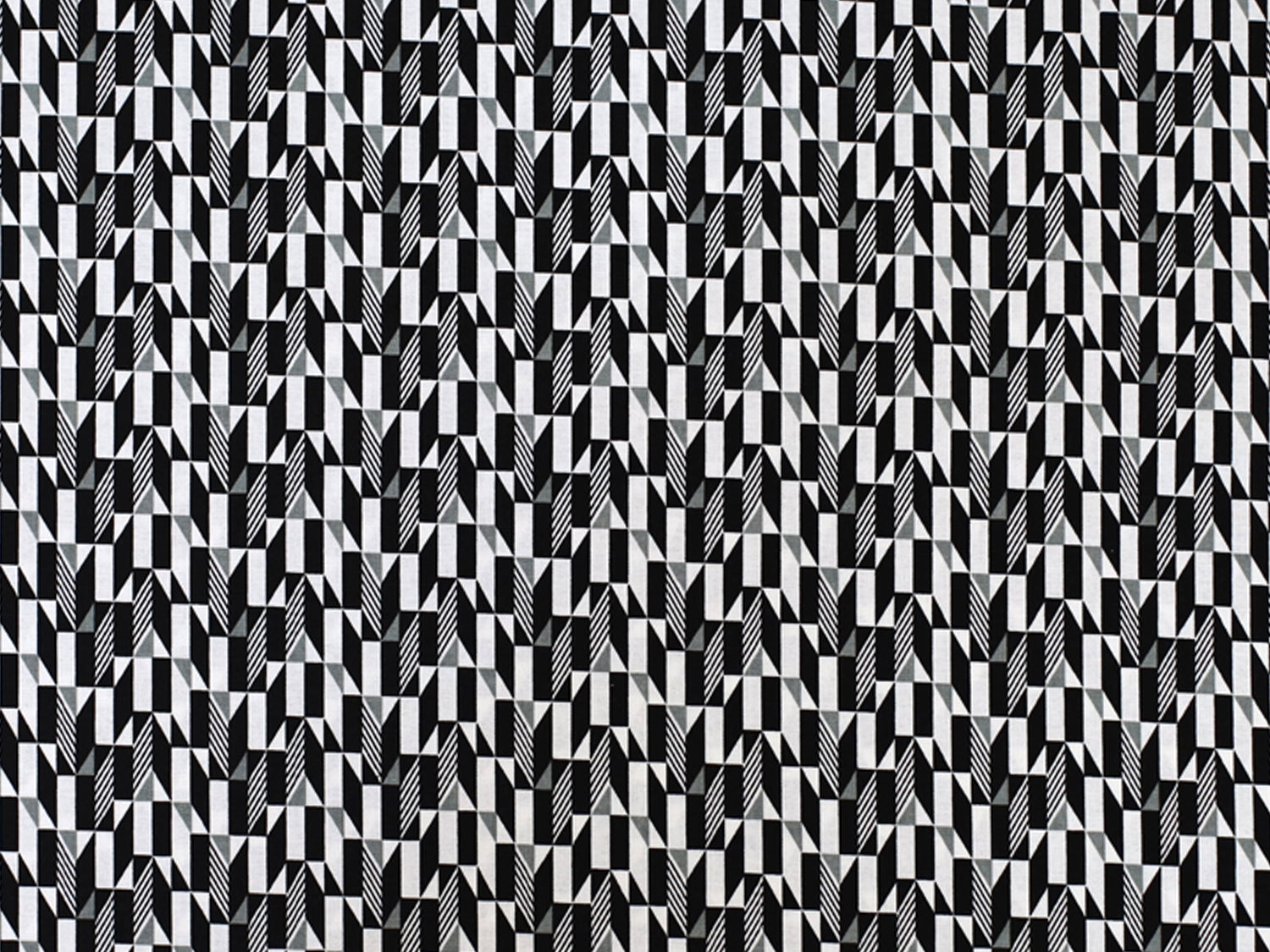 Patchworkstoff - Baumwolle Stoff - Fade to Black auf einem geometrischen Muster in Schwarz und Weiß.