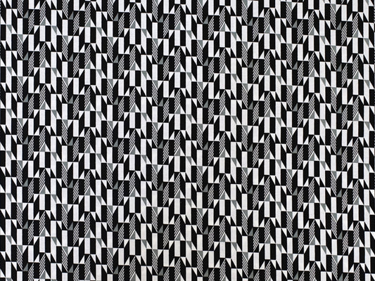 Patchworkstoff - Baumwolle Stoff - Fade to Black auf einem geometrischen Muster in Schwarz und Weiß.