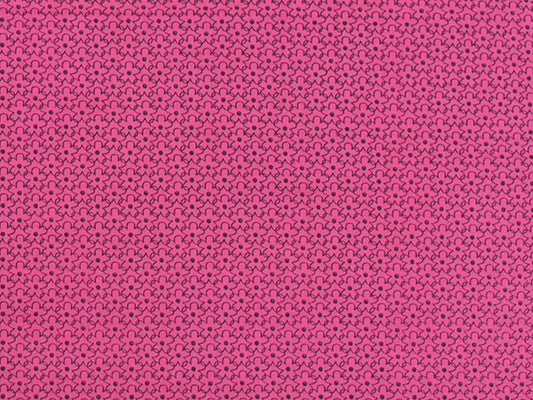 Patchworkstoff - Baumwolle Stoff - Flowers in Pink auf pinkem Hintergrund mit schwarzem Muster