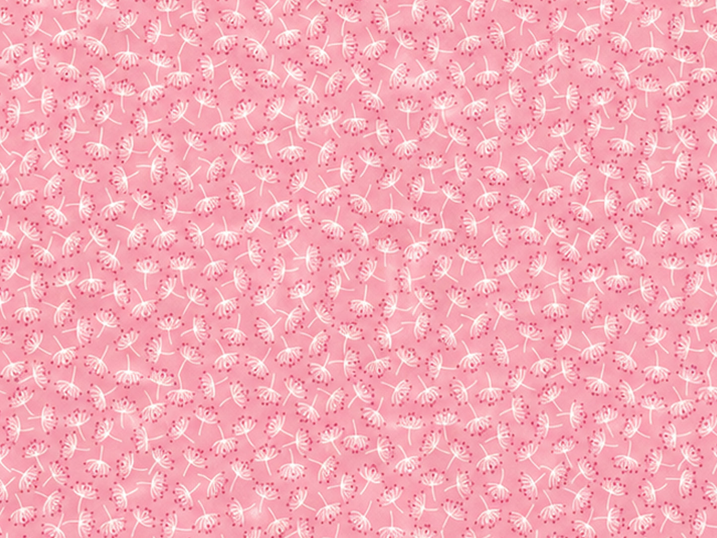 Baumwolle Patchworkstoff It's a Hoot Dandelion, Pink, mit verspieltem Dandelion-Muster auf pinkem Hintergrund.