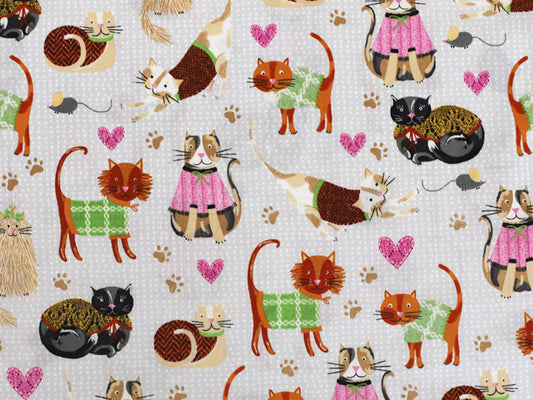 Patchworkstoff - Baumwolle Stoff - Sweater Kitties