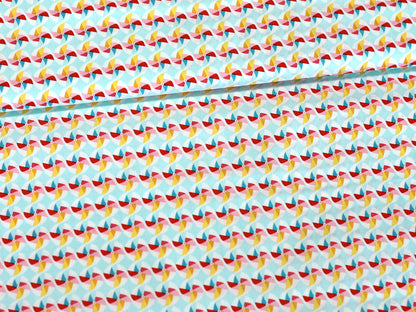 Patchworkstoff - Baumwolle Stoff - Pinwheel in buntem Design, ideal für kreative Nähprojekte und Patchwork.