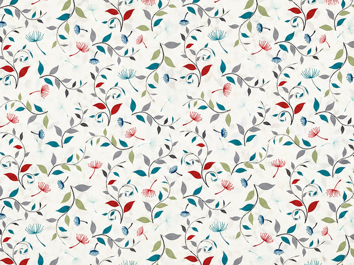 Baumwolle Patchworkstoff Songbird Dandelions - bunter floral gemusterter Stoff in hellen Farben