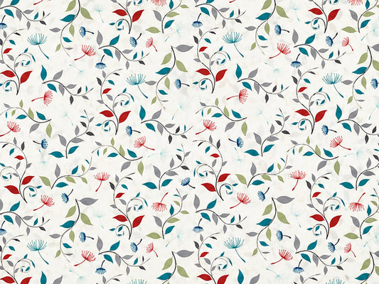 Baumwolle Patchworkstoff Songbird Dandelions - bunter floral gemusterter Stoff in hellen Farben