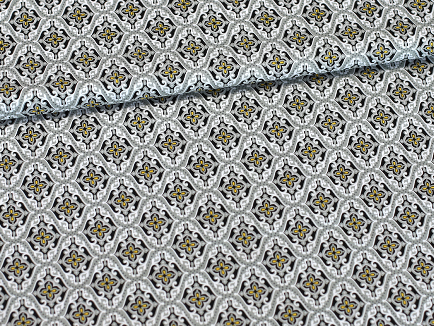 Patchworkstoff - Baumwolle Stoff - Sundace, grau mit floralen Mustern auf grauem Hintergrund