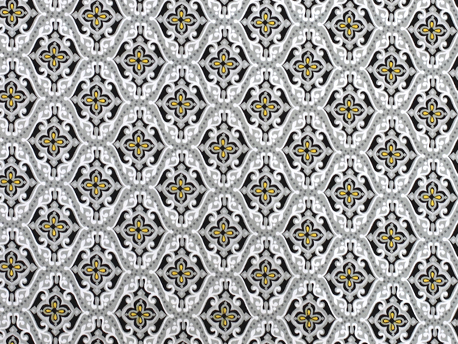 Patchworkstoff - Baumwolle Stoff - Sundace, grau mit feinem floralen Muster in grau und gelb.