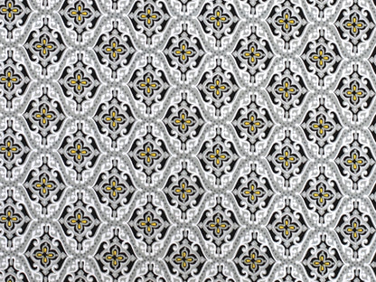 Patchworkstoff - Baumwolle Stoff - Sundace, grau mit feinem floralen Muster in grau und gelb.
