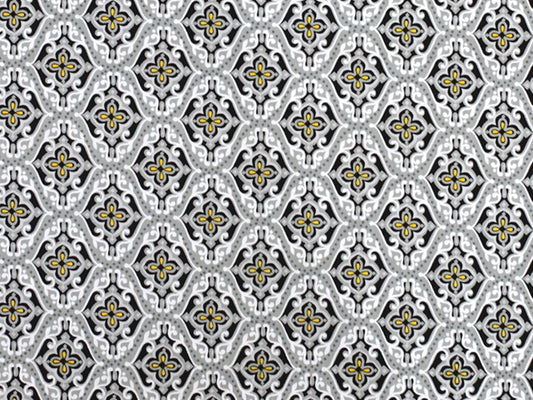 Patchworkstoff - Baumwolle Stoff - Sundace, grau mit feinem floralen Muster in grau und gelb.
