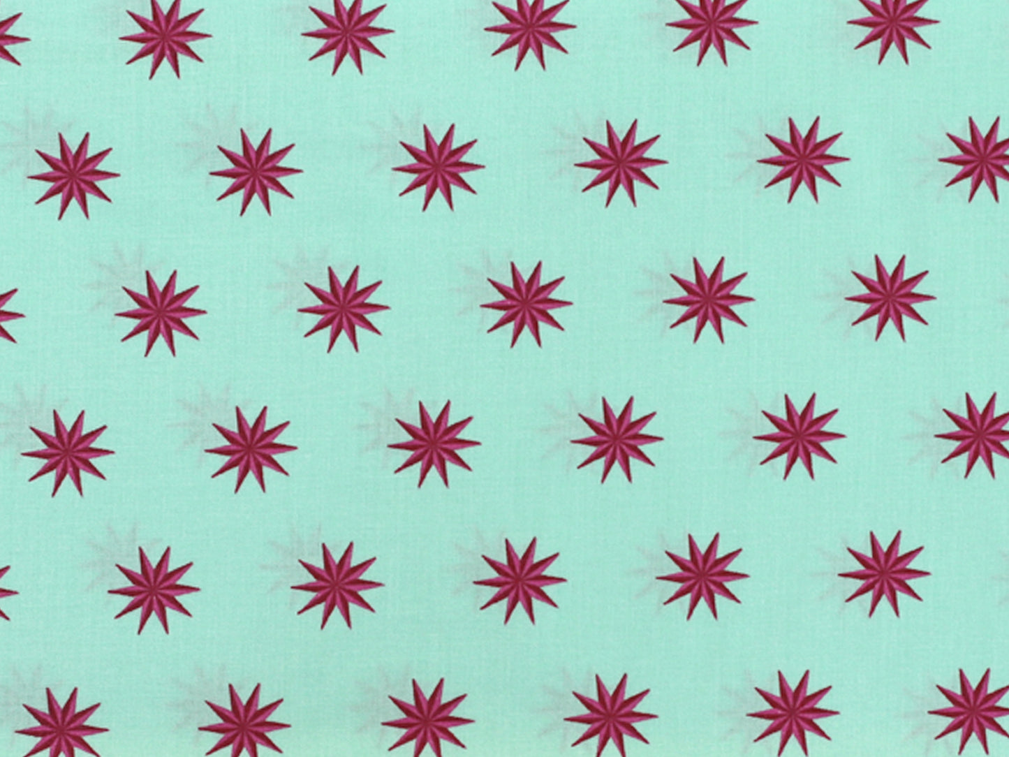 B-Ware - Patchworkstoff - Baumwolle Stoff - Vintage Stars, mintgrüner Stoff mit roten Sternen.