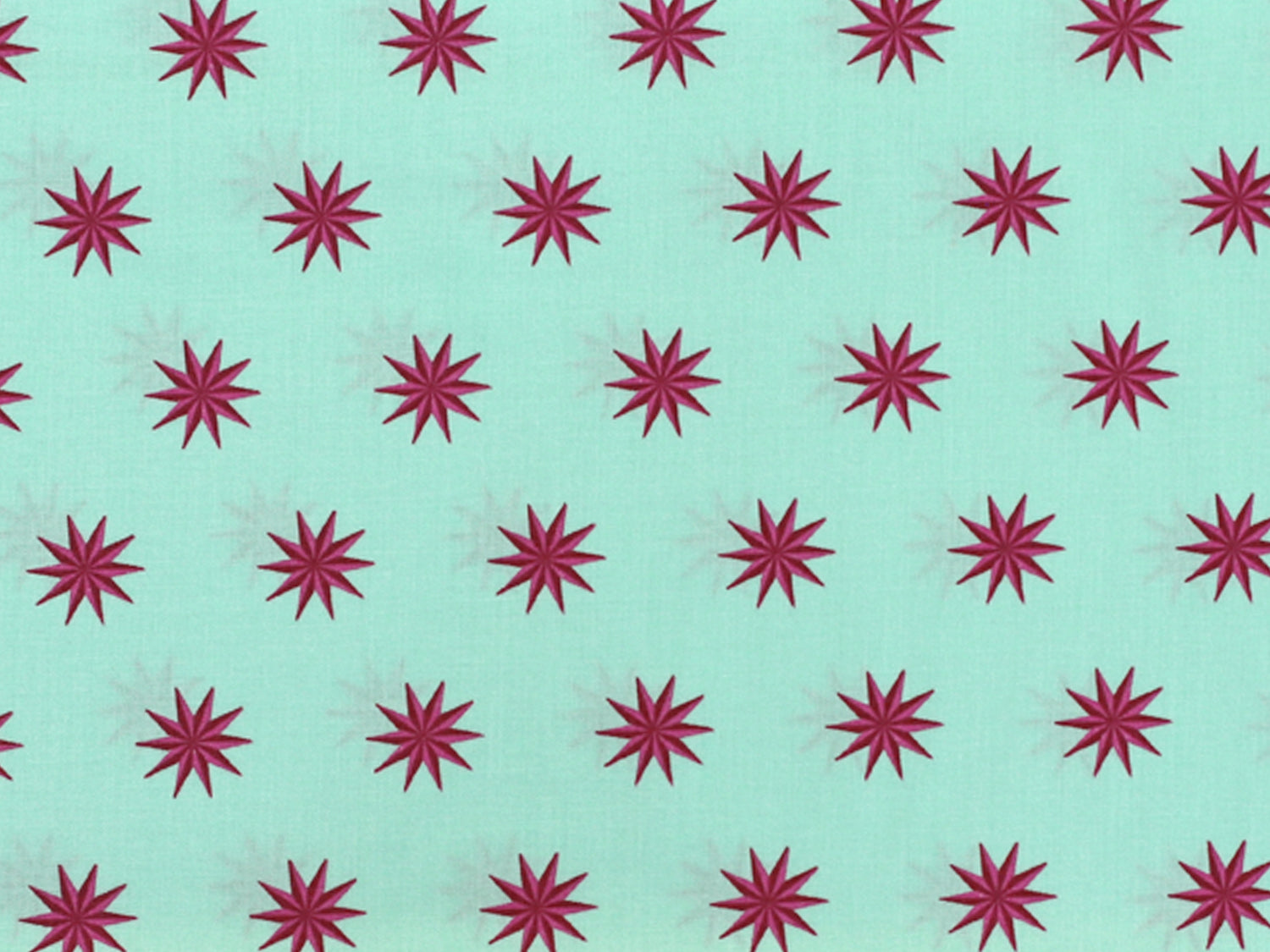 B-Ware - Patchworkstoff - Baumwolle Stoff - Vintage Stars, mintgrüner Stoff mit roten Sternen.