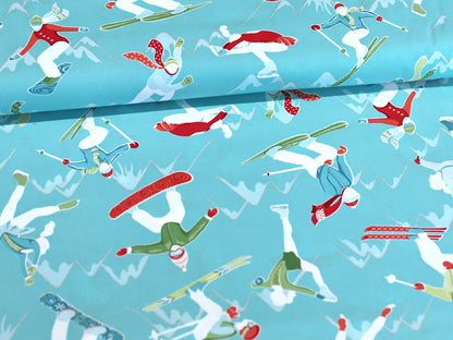 Patchworkstoff - Baumwolle Stoff -  Winter Games, Aqua Athletes