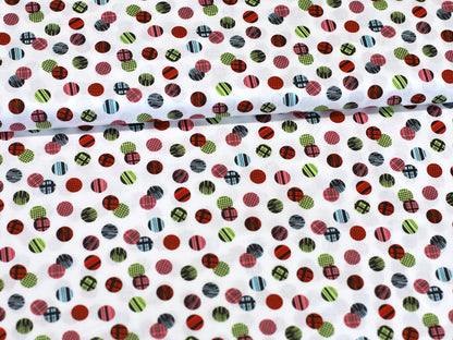 Patchworkstoff - Baumwolle Stoff - Flower Shop Dots, farbenfroher Baumwollstoff mit Punkten in verschiedenen Mustern.