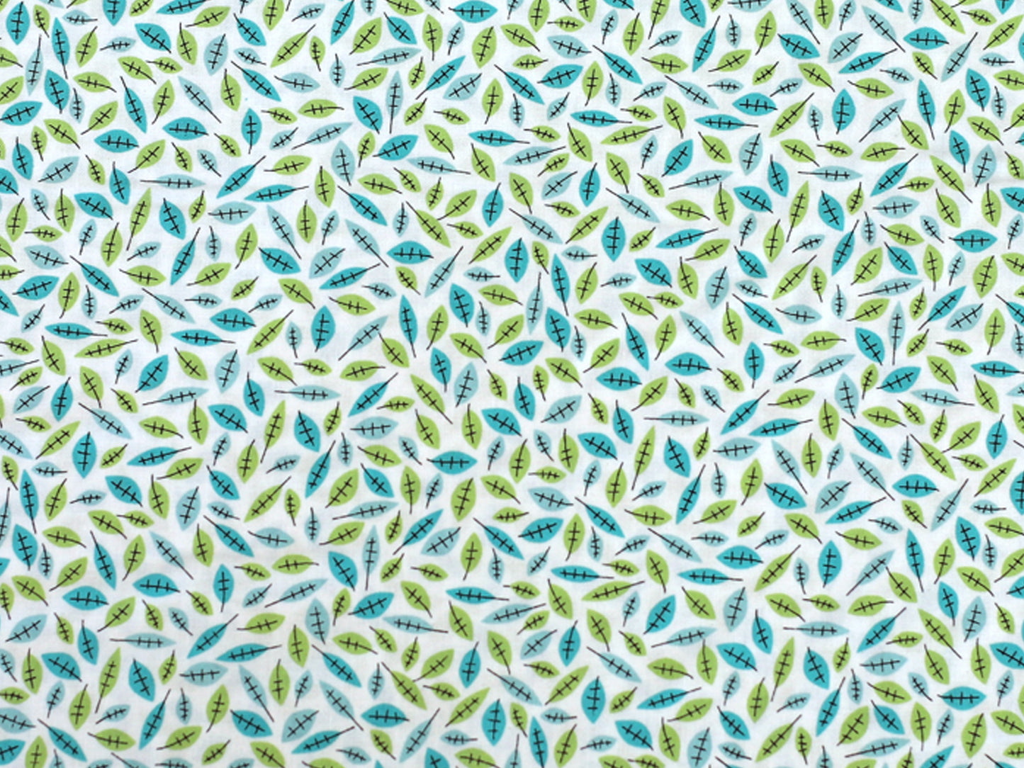Patchworkstoff - Baumwolle Stoff - It's a Hoot Leaves, Green pattern featuring colorful leaves on white background.
