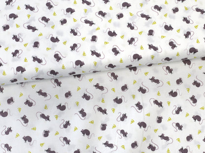 Cotton fabric light grey - Mirrowed Mice