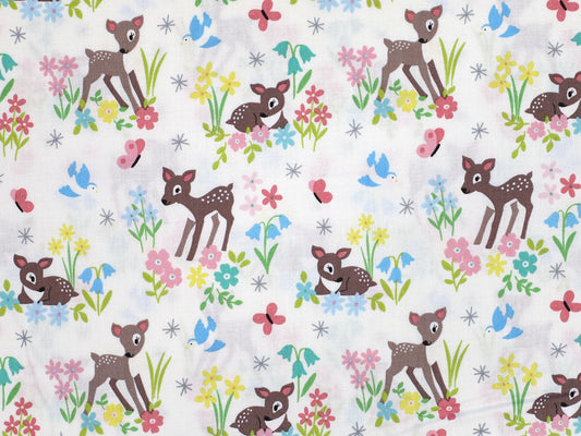 Baumwolle Stoff - Patchworkstoff - So Daring Deer, wollweiß