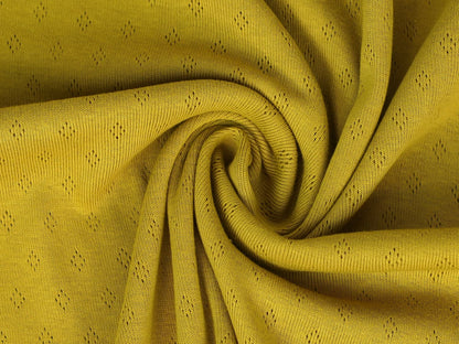 stoff-baumwolle-pointelle-einfarbig-uni-goldgelb