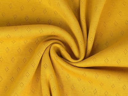 stoff-baumwolle-pointelle-einfarbig-uni-senf