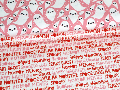 stoff-baumwolle-slub-halloween-herbst-gespenst-geisterstunde-tupfen-rosa-kombi