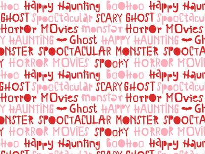 stoff-baumwolle-slub-halloween-herbst-gespenst-geisterstunde-tupfen-rosa-rot-woerter