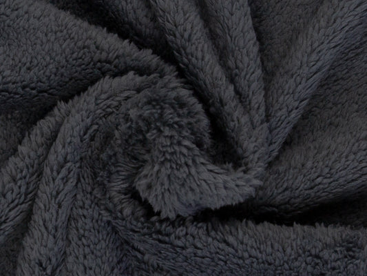 Doubleface plush fabric - anthracite