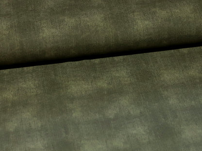 French Terry Stoff - Jeans Optik - olivgrün