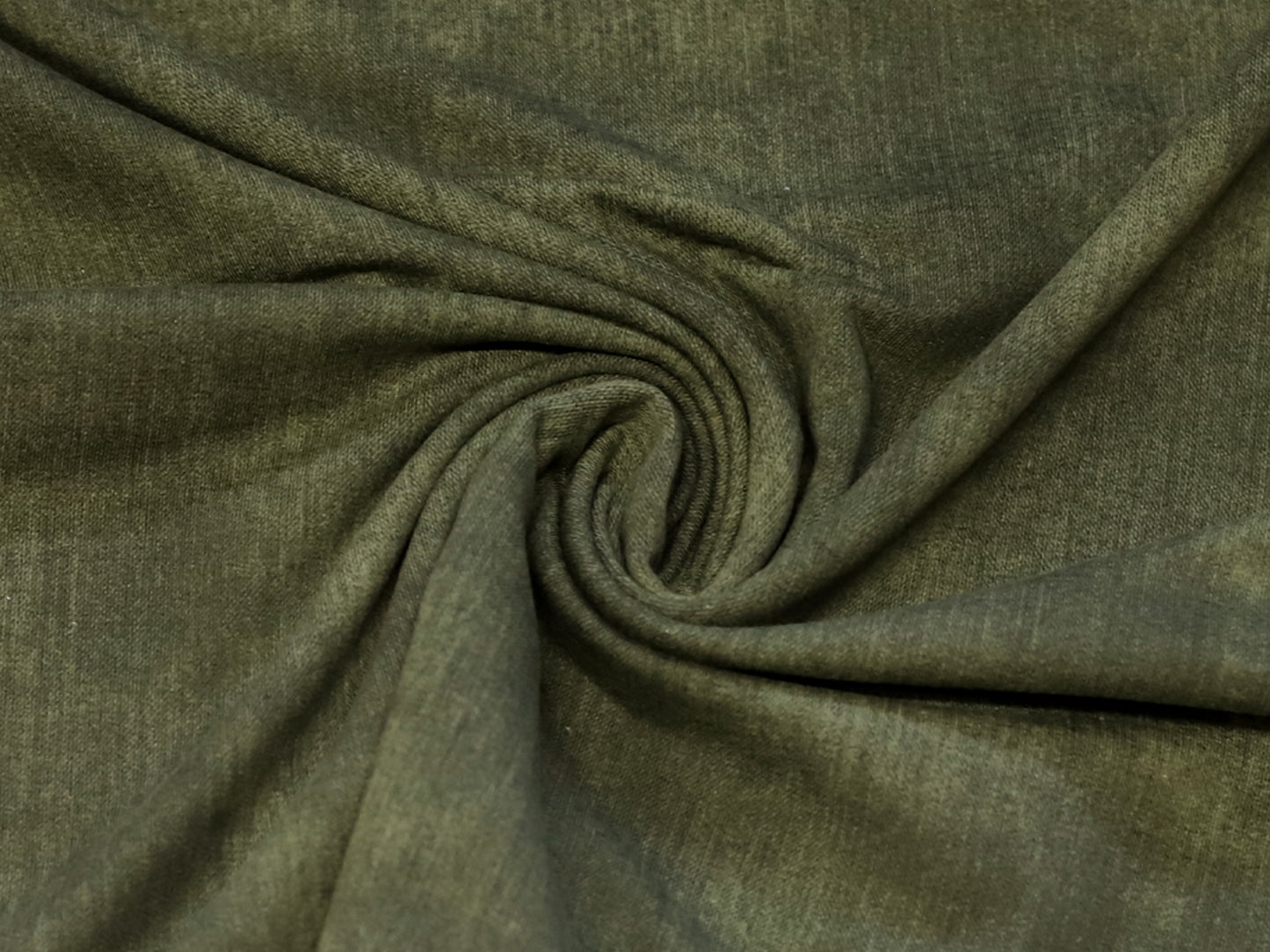 French Terry Stoff - Jeans Optik - olivgrün