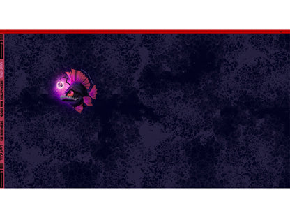 French Terry PANEL - Thorsten Berger - Deep Water design featuring a vibrant fish on a dark textured background.