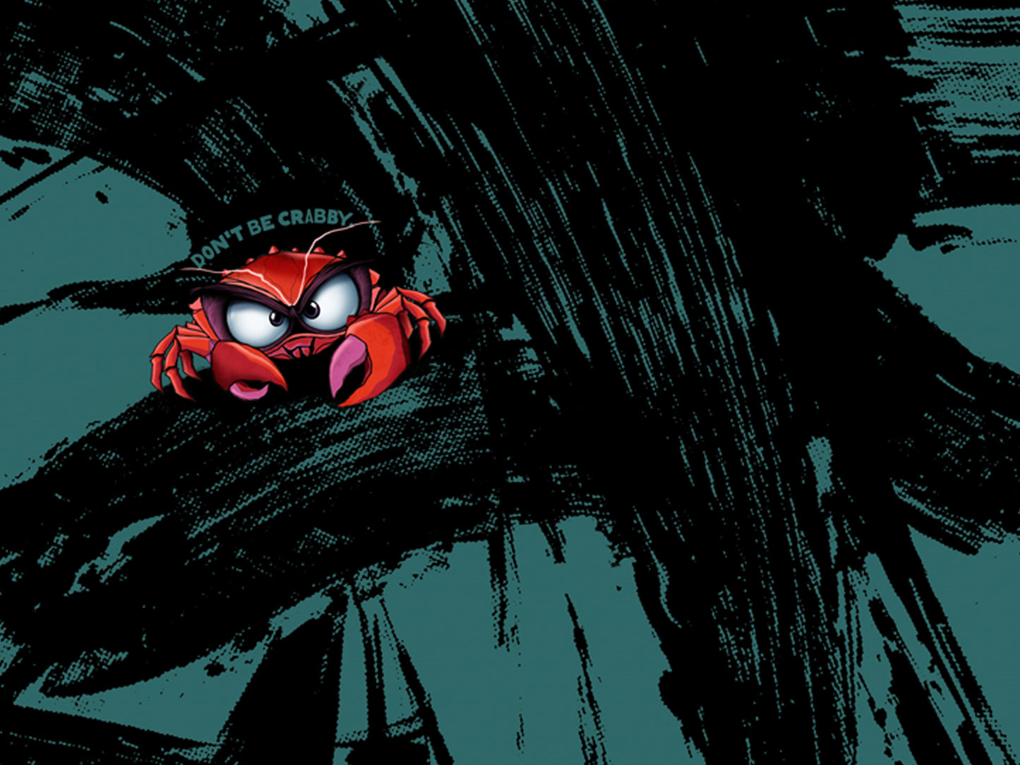 French Terry PANEL - Thorsten Berger - Eddy the Crab design featuring a cartoon crab and splashy background.